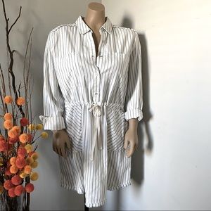 CASLON Stripe Shirt Dress with Fringe Trim